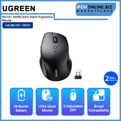 UGREEN MU101 DUAL Mode WITH 2.4G & BLUETOOTH 5.0 WIRELESS Silent Ergonomic Mouse